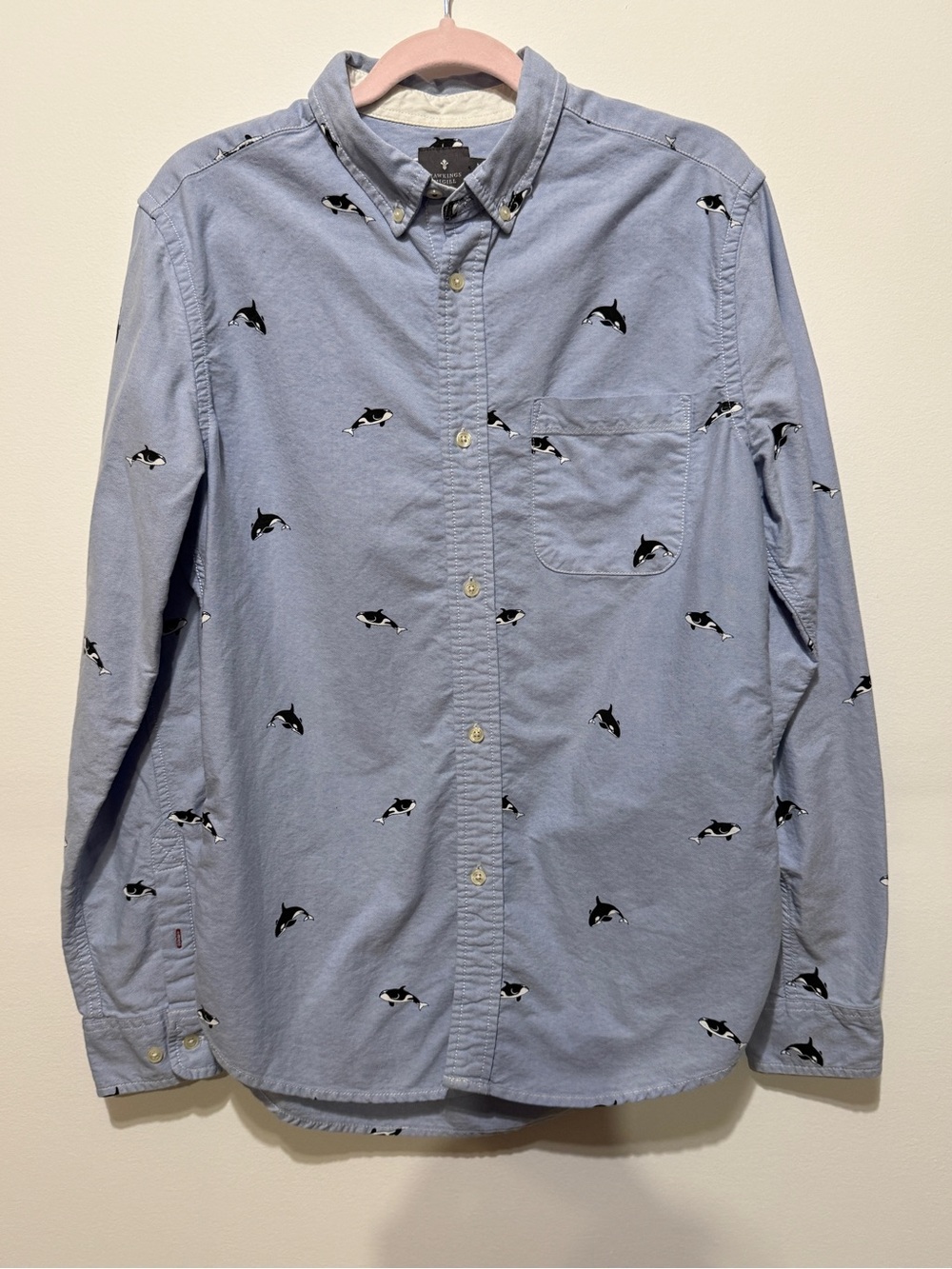 VTG Urban Outfitters Hawkings McGil Men's Button-Down Shirt with Orca Print